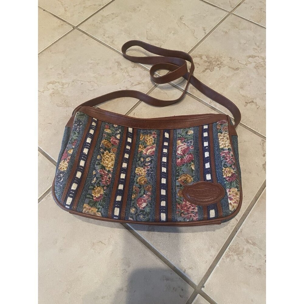 Vintage Carpetbags Floral Denim Crossbody Bag Boho Tapestry Purse